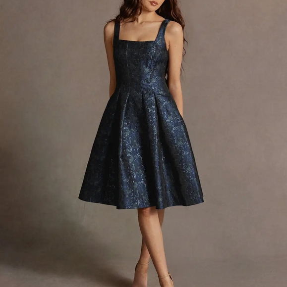 Azazie Jackie Nacy Jacquard Pleated Dress Size 22 NWT - Picture 2 of 4